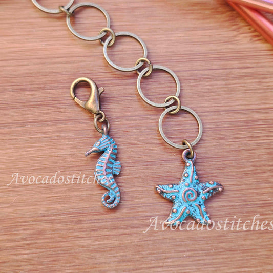 SEA STARGAZE Progress Keeper Chain / Stitch Markers Chain / Row Counter Chain / Knitting Notions