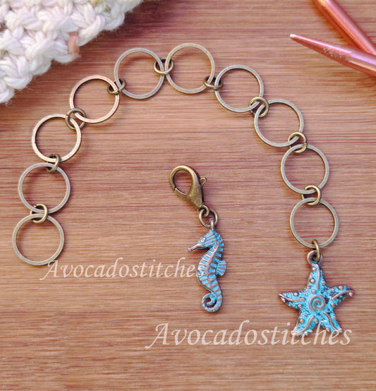 SEA STARGAZE Progress Keeper Chain / Stitch Markers Chain / Row Counter Chain / Knitting Notions
