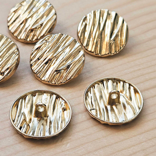 SEA WAVES SHANK - Light Gold / 25-30mm / Set of 4 buttons / Metal Alloy Shank Buttons / Sewing Buttons