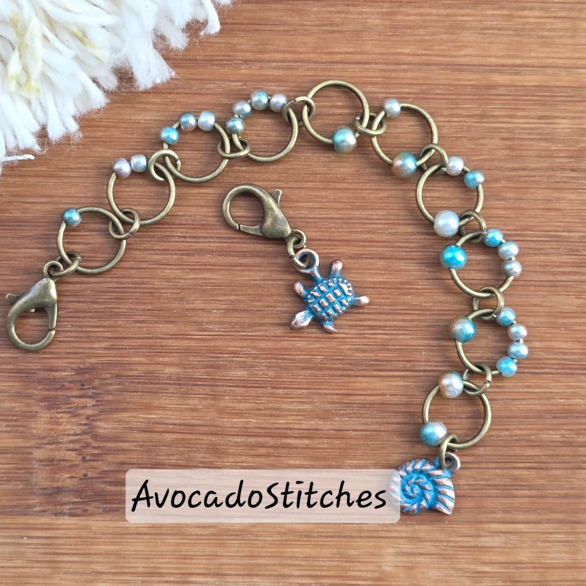 SEA OF SERENITY Progress Keeper Chain / Numbered Stitch Markers/ Row Counter for Knitting & Crochet / Notions