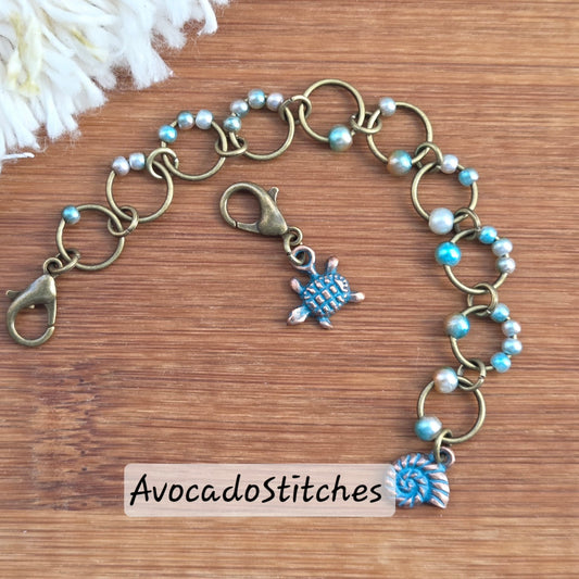 SEA OF SERENITY Progress Keeper Chain / Numbered Stitch Markers/ Row Counter for Knitting & Crochet / Notions