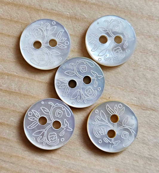 SEASHELL FLORALS / 11mm - 4 buttons / MOP Shell Buttons / Sewing Buttons