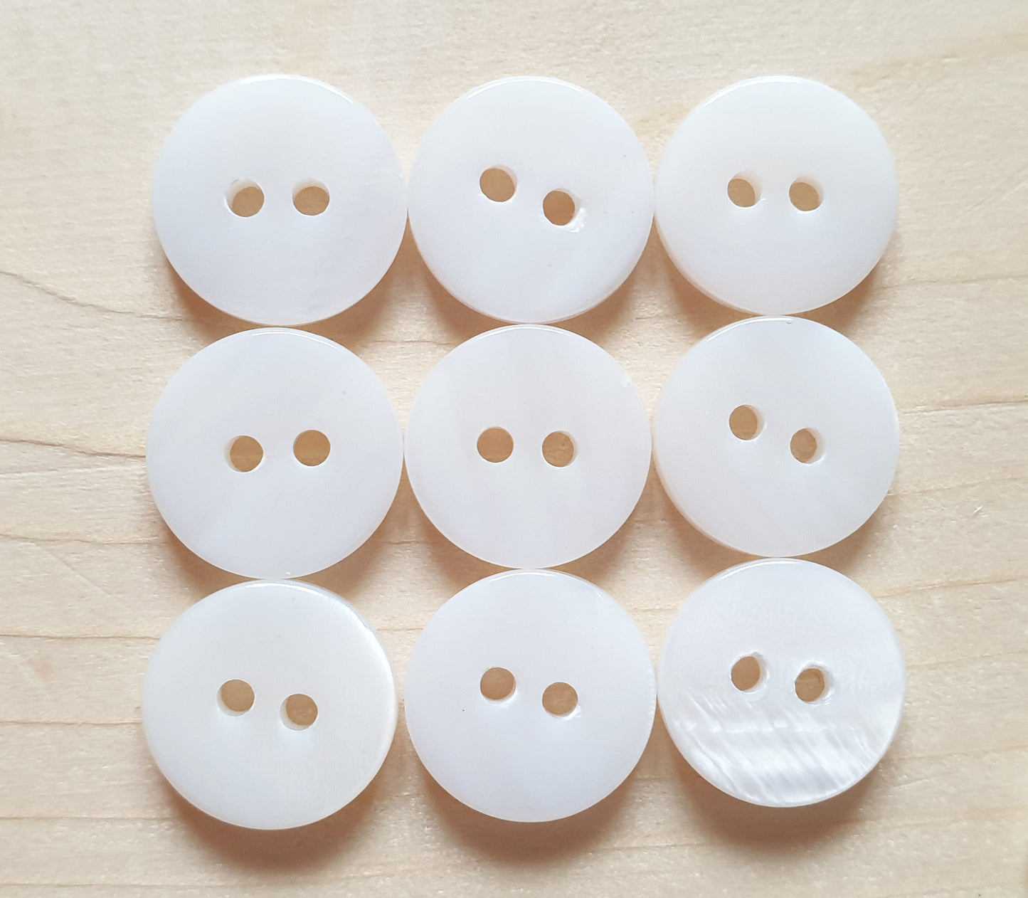 2-HOLE WHITE SEASHELL BUTTONS / 9-25mm / MOP Shell Buttons / Sewing Buttons