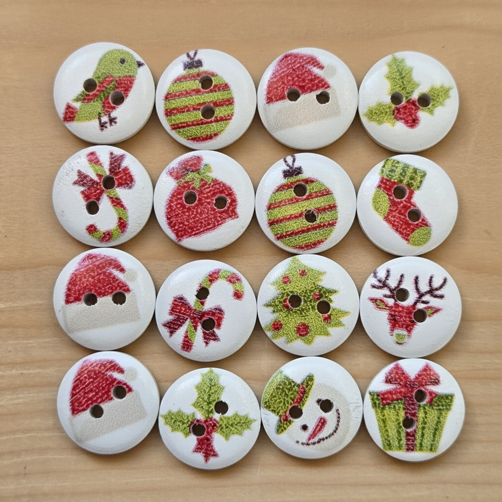 Clearance // SEASON'S JOY / Wooden Buttons / 15mm (Set of 8)