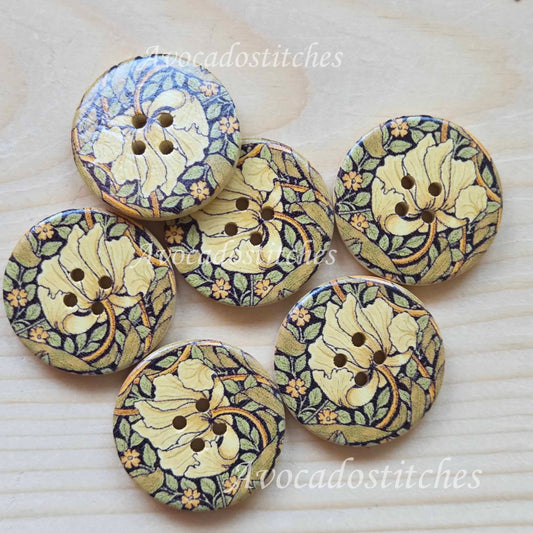 SERENE LOTUS / 30mm - 4 buttons / Wooden Buttons / Sewing Buttons