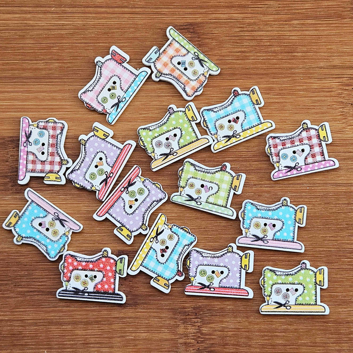 SEWING MACHINE / Wooden Buttons (Set of 10)