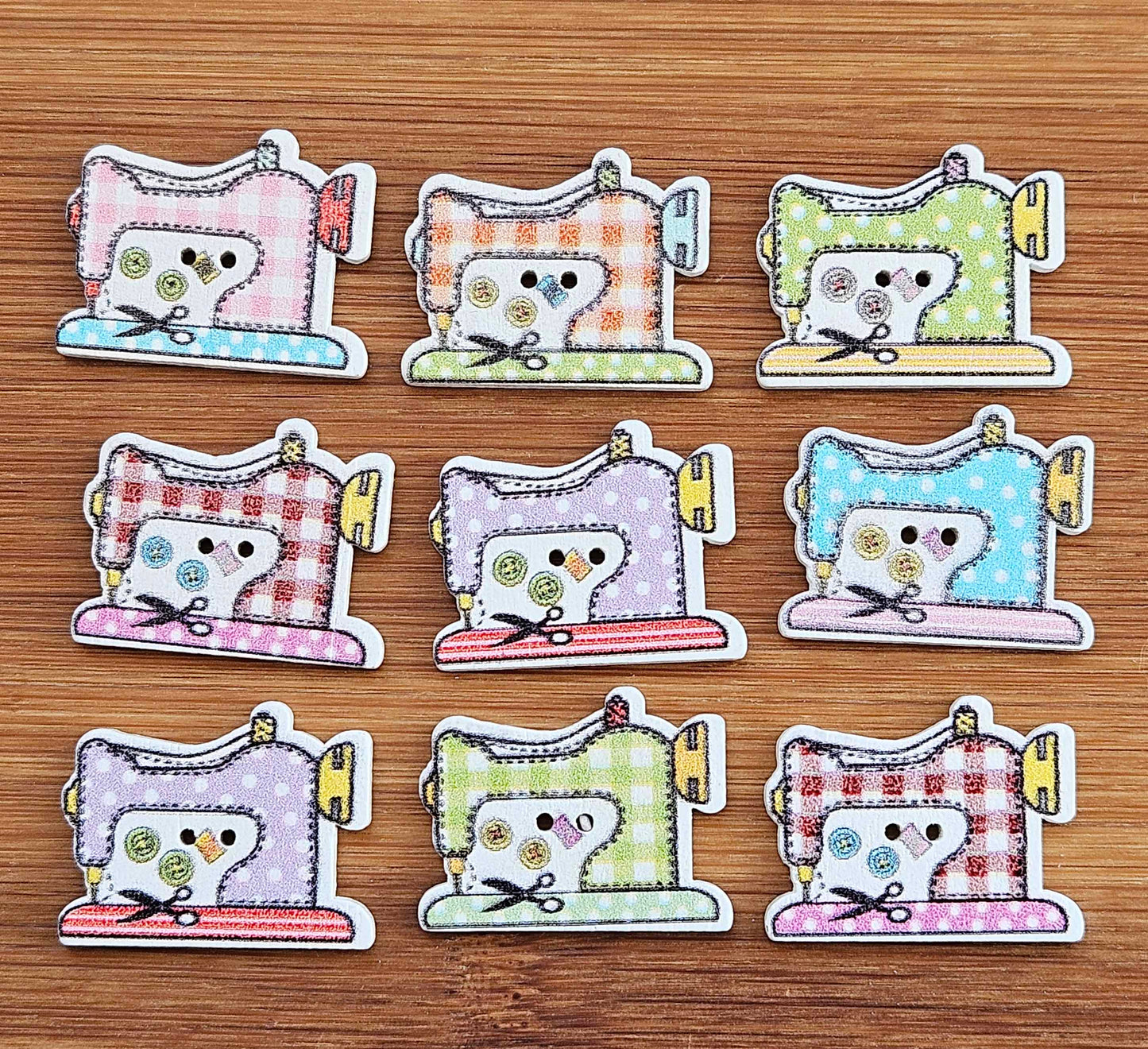 SEWING MACHINE / Wooden Buttons (Set of 10)