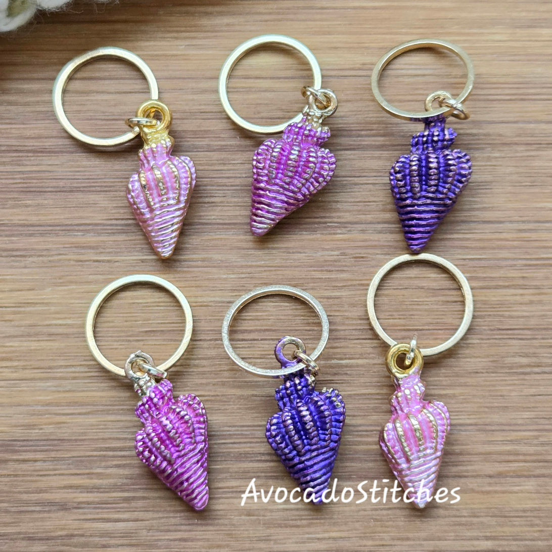 SHELL BEACH - 6 pieces / Knitting Crochet Stitch Markers / Notions