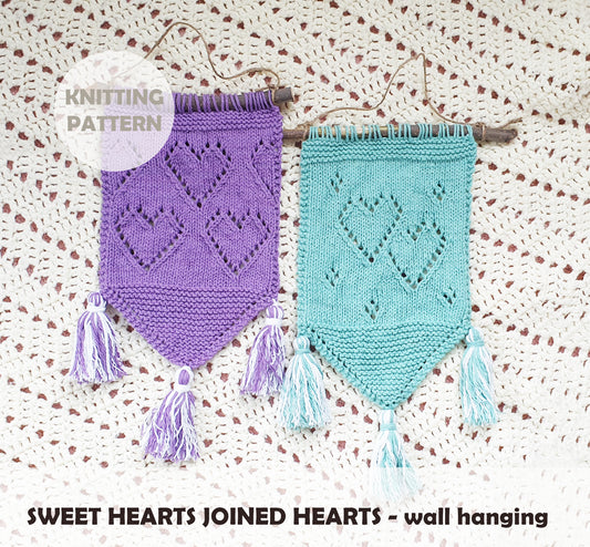 SWEET HEARTS WALL HANGING (Digital Knitting Pattern) / Knit Wall Hanging Pattern / Digital Knitting Pattern