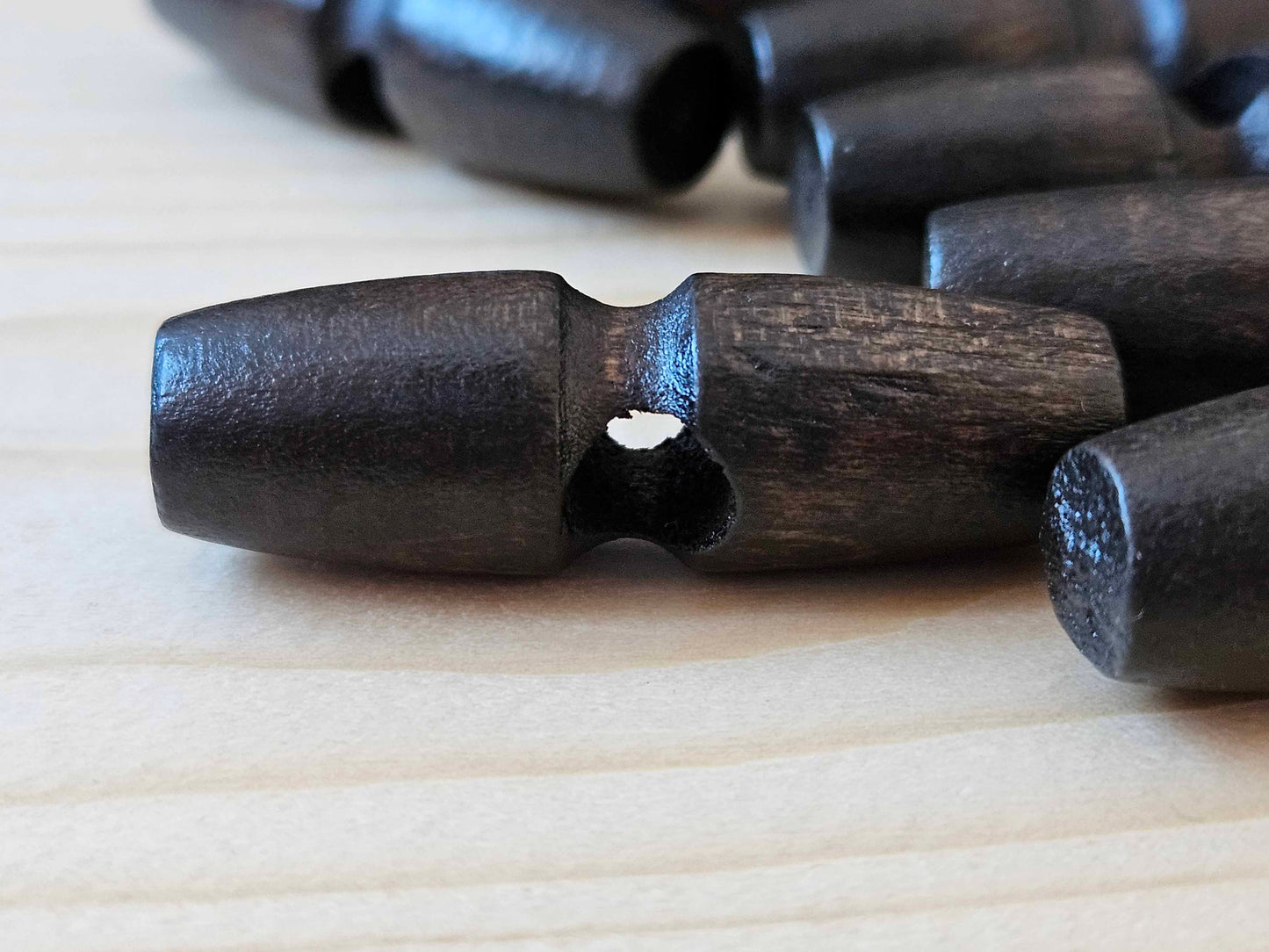 WOODEN TOGGLE Dark Brown / 35-50mm / Wooden Single Hole Toggle Buttons / Sewing Buttons