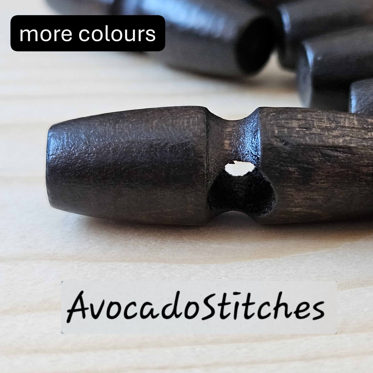WOODEN TOGGLE Single Hole / Black / Dark Brown / Brown / Light Brown / 35-50mm / Sewing Buttons