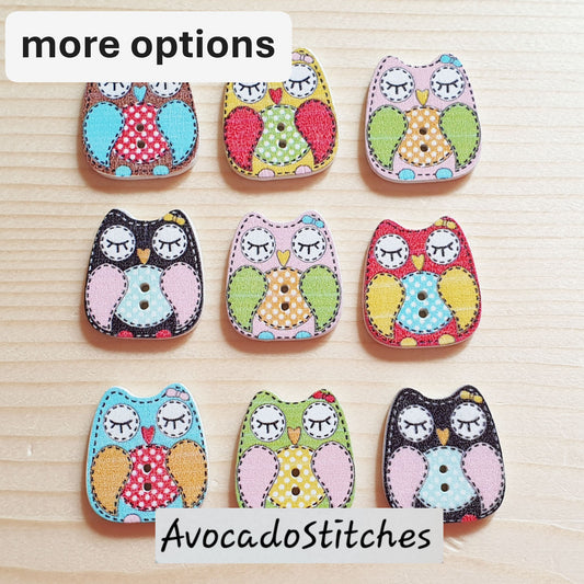 OWL / 8 buttons / Wooden Buttons / Sewing Buttons