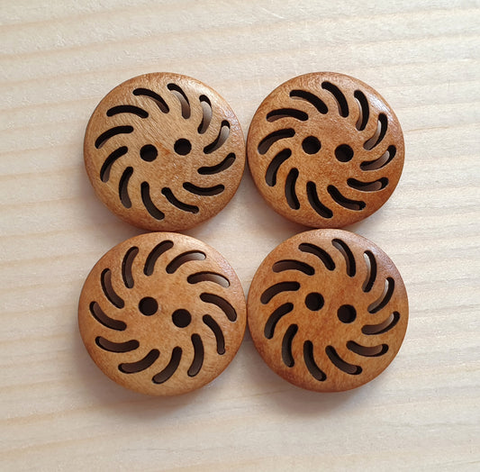 SPIRAL / 20mm / Wooden Hollow Buttons / Sewing Buttons