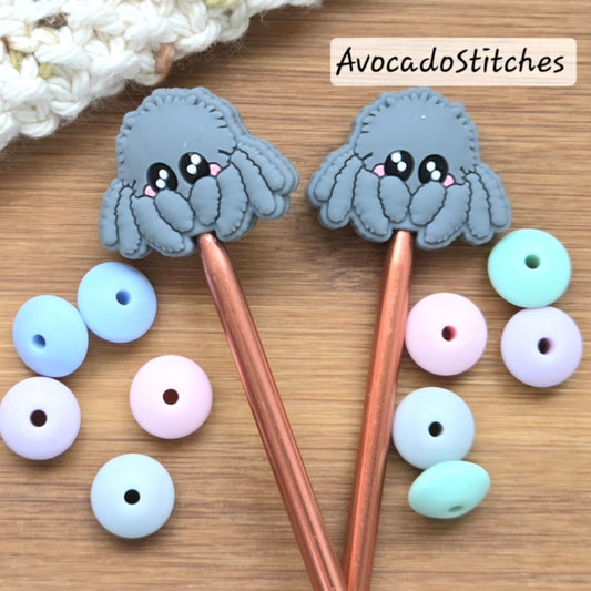 SPOOKY OCTO Stitch Stoppers / Knitting Needle Toppers / Point Protection / Notions