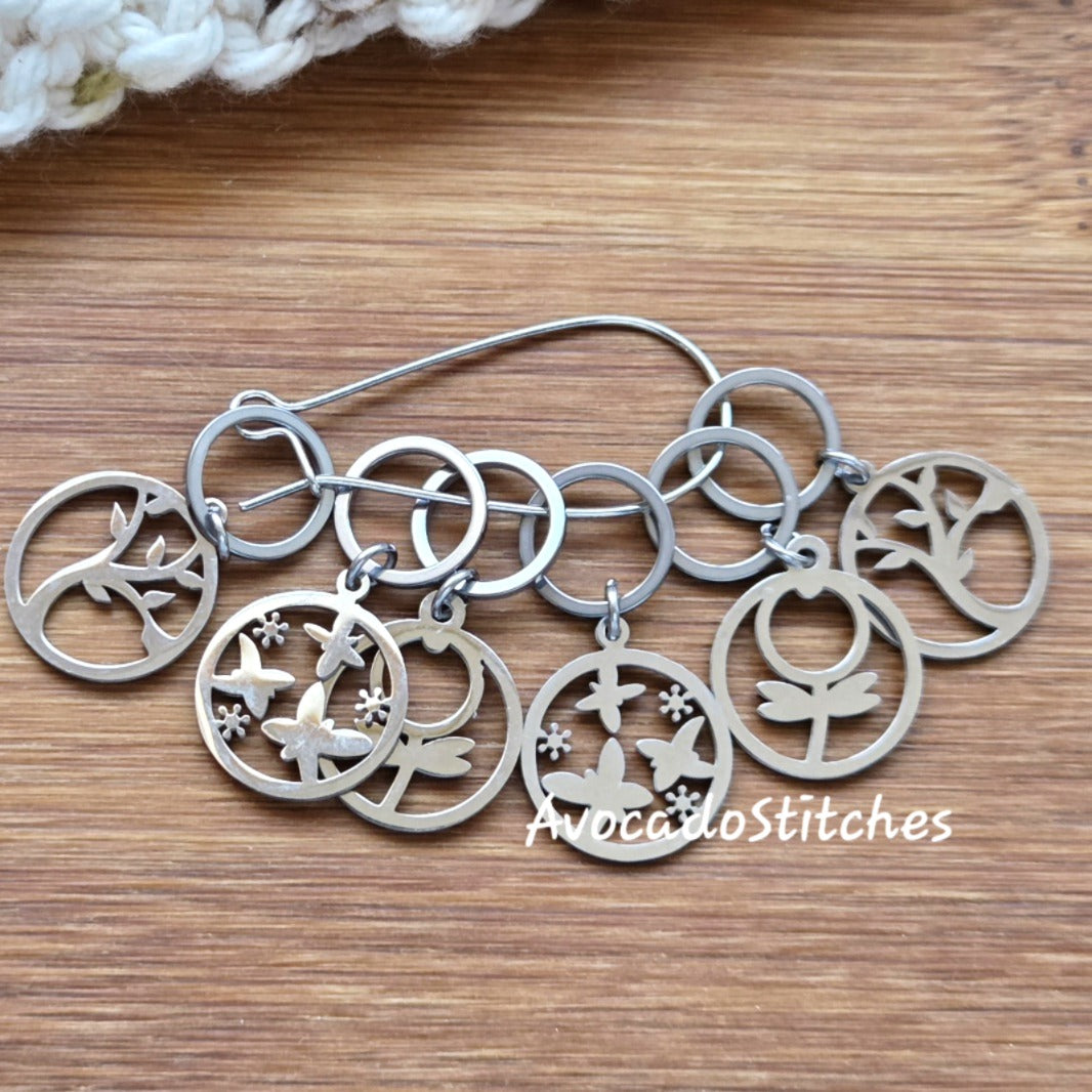 SPRING WHISPERS (6 pieces) - Stainless Steel Series / Knitting Crochet Stitch Markers / Notions