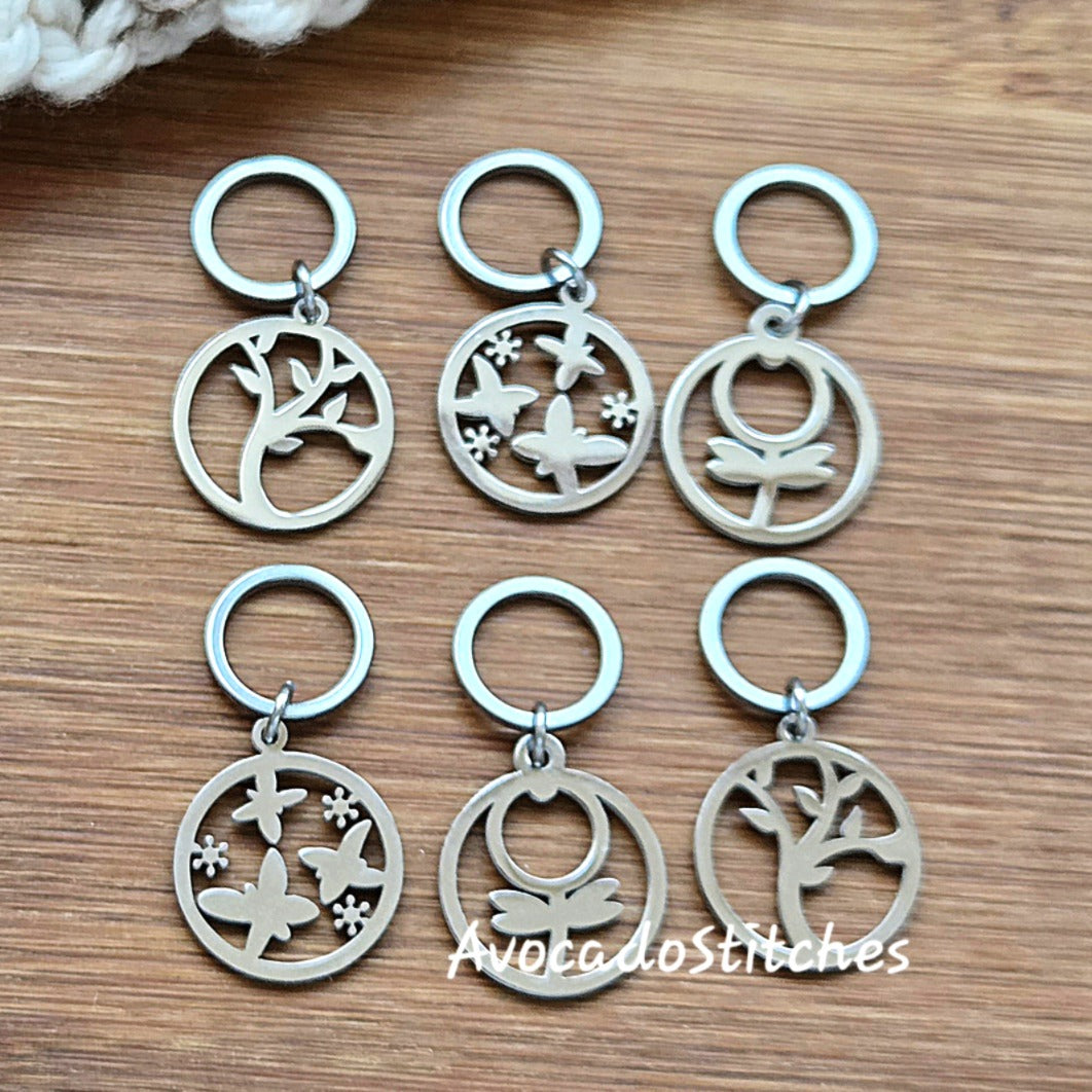 SPRING WHISPERS (6 pieces) - Stainless Steel Series / Knitting Crochet Stitch Markers / Notions