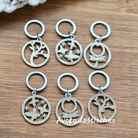 SPRING WHISPERS (6 pieces) - Stainless Steel Series / Knitting Crochet Stitch Markers / Notions