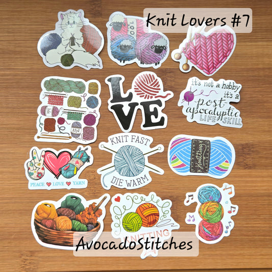Knit Lovers / Waterproof Sticker Pack / 12 Designs (knit #7)