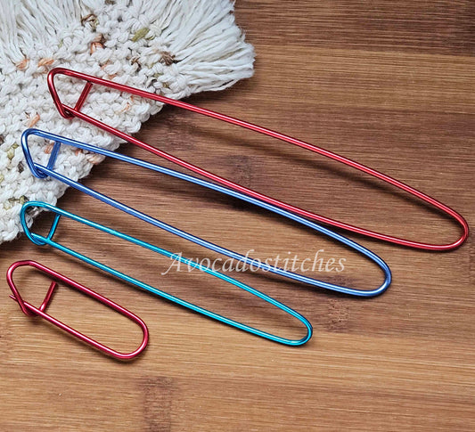 ALUMINIUM STITCH HOLDER Set - 4 pieces / Light-weight Stitch Holders / Crochet Knitting Notions