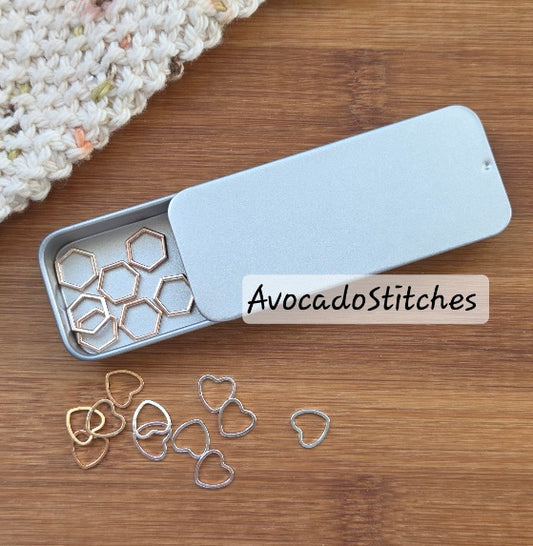 Slide Top Storage Tin / Storage for Knitting Crochet Sewing Notions / Stitch markers Storage / Notion Storage