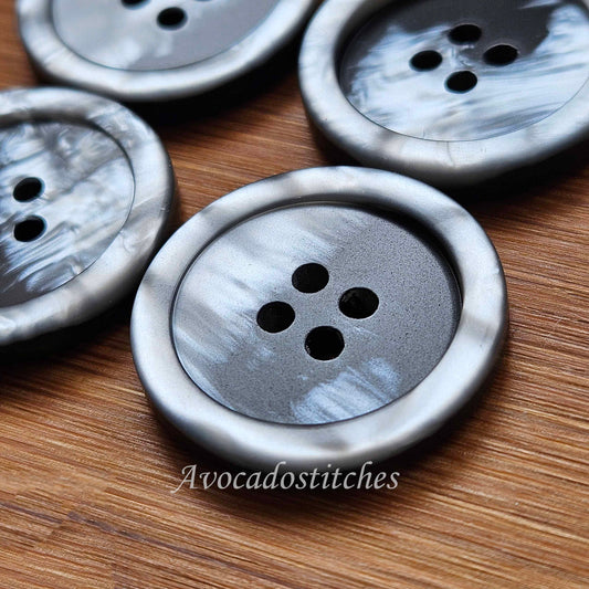 STORM SLATE / 25mm - 6 buttons / Resin Buttons / Sewing Buttons