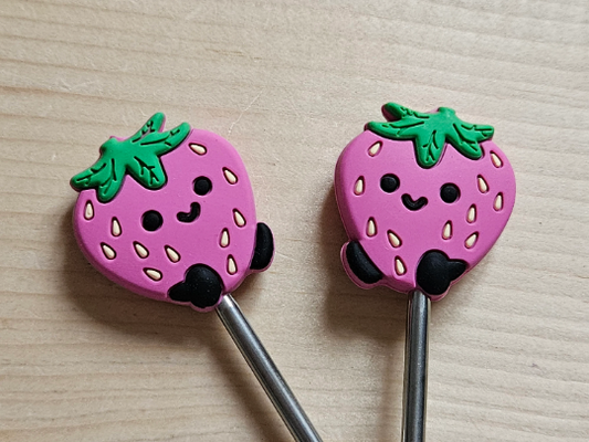 STRAWBERRY STITCH STOPPERS / Knitting Needle Stoppers / Point Protection / Notions