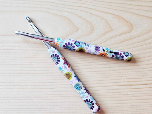 CROCHET HOOKS SUMMER BLOSSOM / 15.5cm/6.25" / Aluminum Crochet Hook / Maori Art Crochet Hook