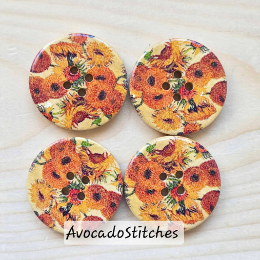 SUMMER BREEZE / 30mm - 4 buttons / Wooden Buttons / Sewing Buttons
