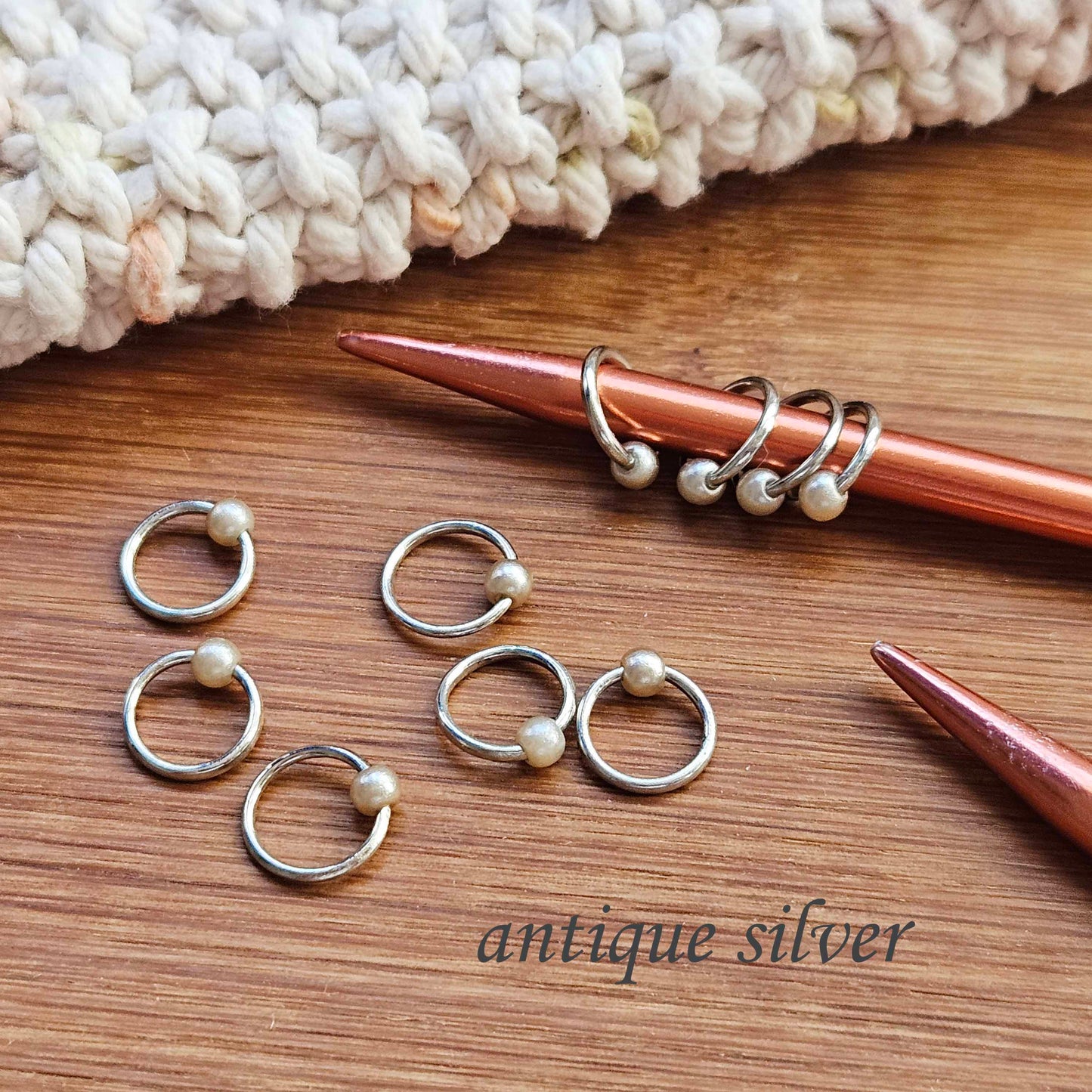 SUNSTONE PEARL Stitch Marker / 10 pcs / Snag Free Stitch Markers / Notions