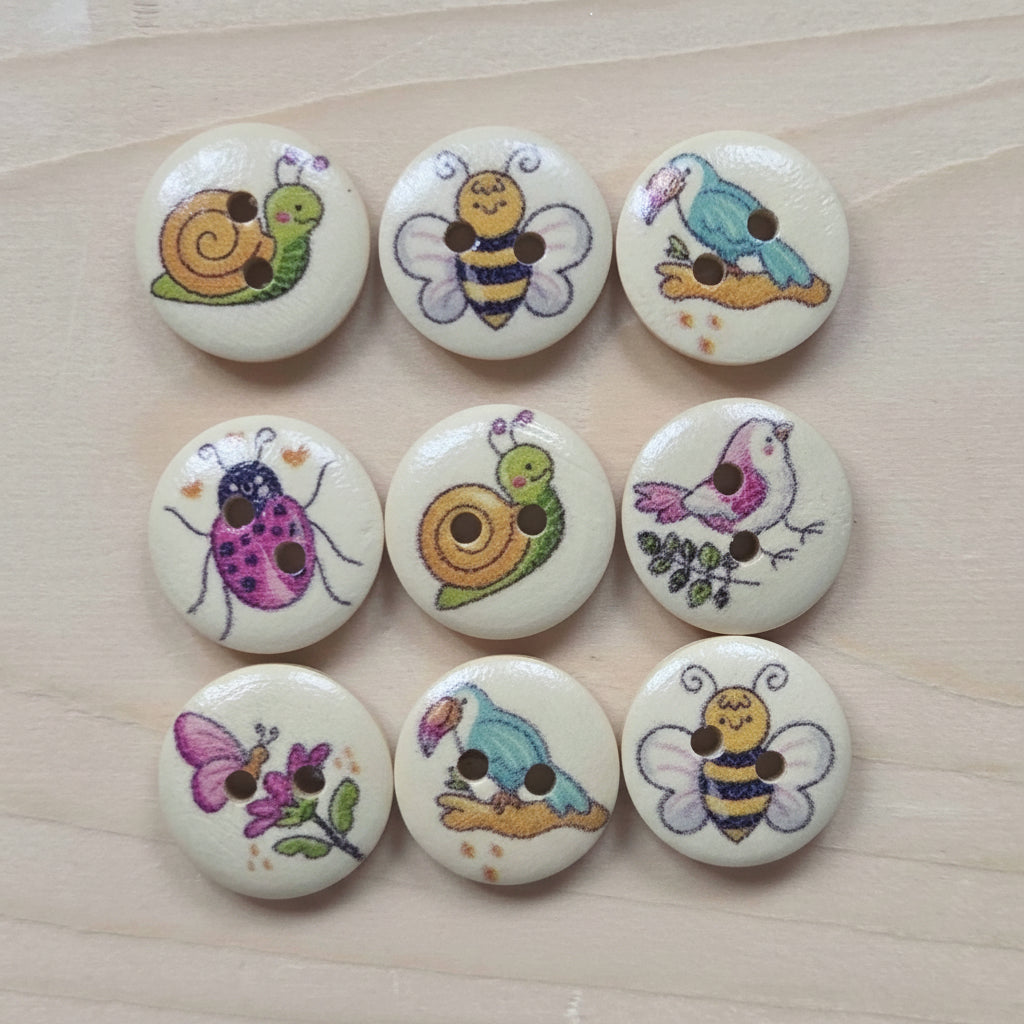 Sweet Garden / Wooden Buttons / 15mm (Set of 8)