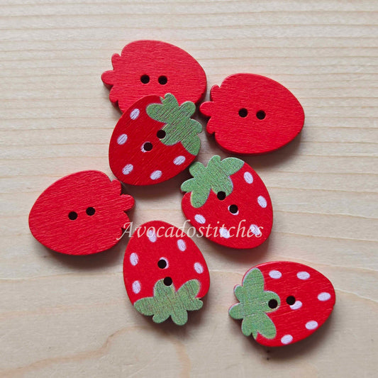 SWEET STRAWBERRY / 24*18mm / 8 buttons / Wooden Buttons / Sewing Buttons