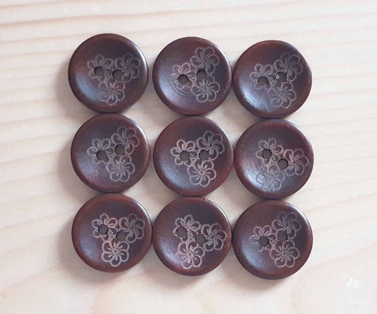 AvoDesigns THE THREE SISTERS / Brown 2-Hole Wooden Buttons / 20mm (Set of 6)