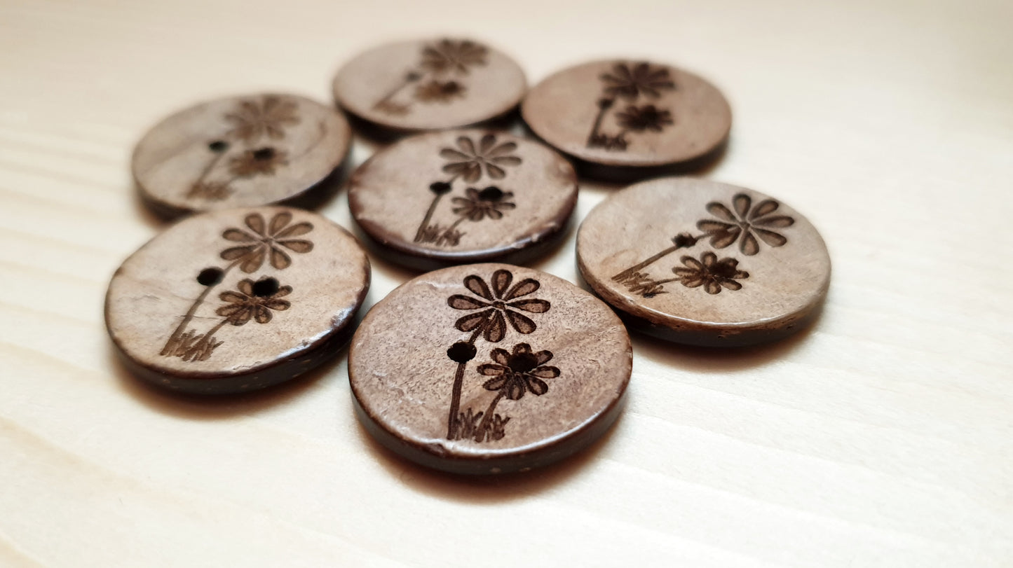 AvoDesigns COCO TOGETHER FOREVER / 20mm - 6 buttons / Coconut Buttons / Sewing Buttons