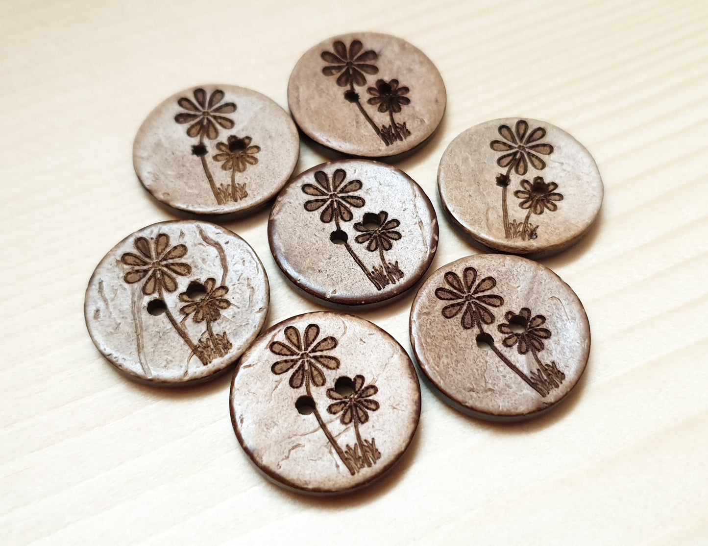 AvoDesigns COCO TOGETHER FOREVER / 20mm - 6 buttons / Coconut Buttons / Sewing Buttons