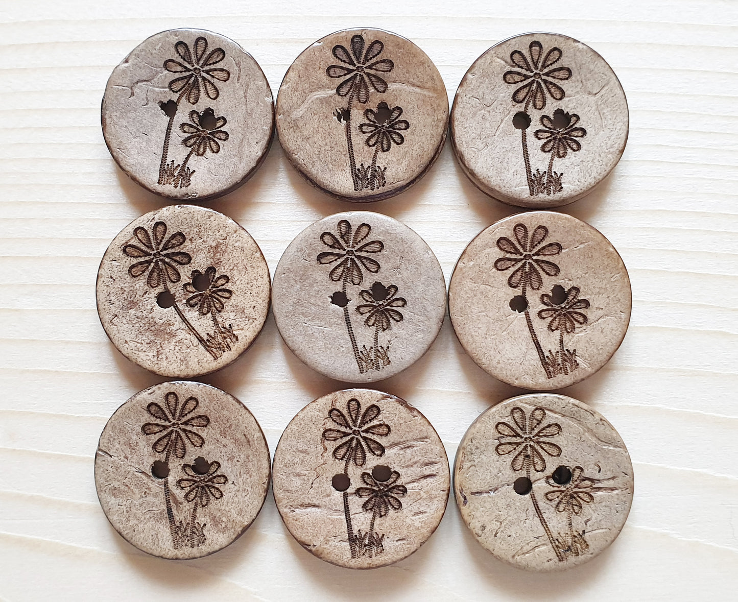 AvoDesigns COCO TOGETHER FOREVER / 20mm - 6 buttons / Coconut Buttons / Sewing Buttons