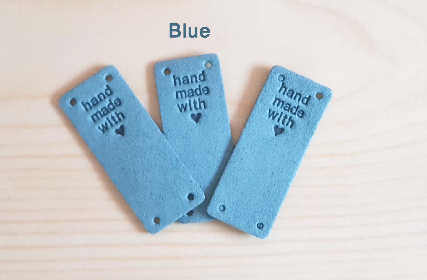 HANDMADE WITH LOVE LABELS / Set of 5 / Round Faux Suede Labels / Handmade Tags / Garment Labels