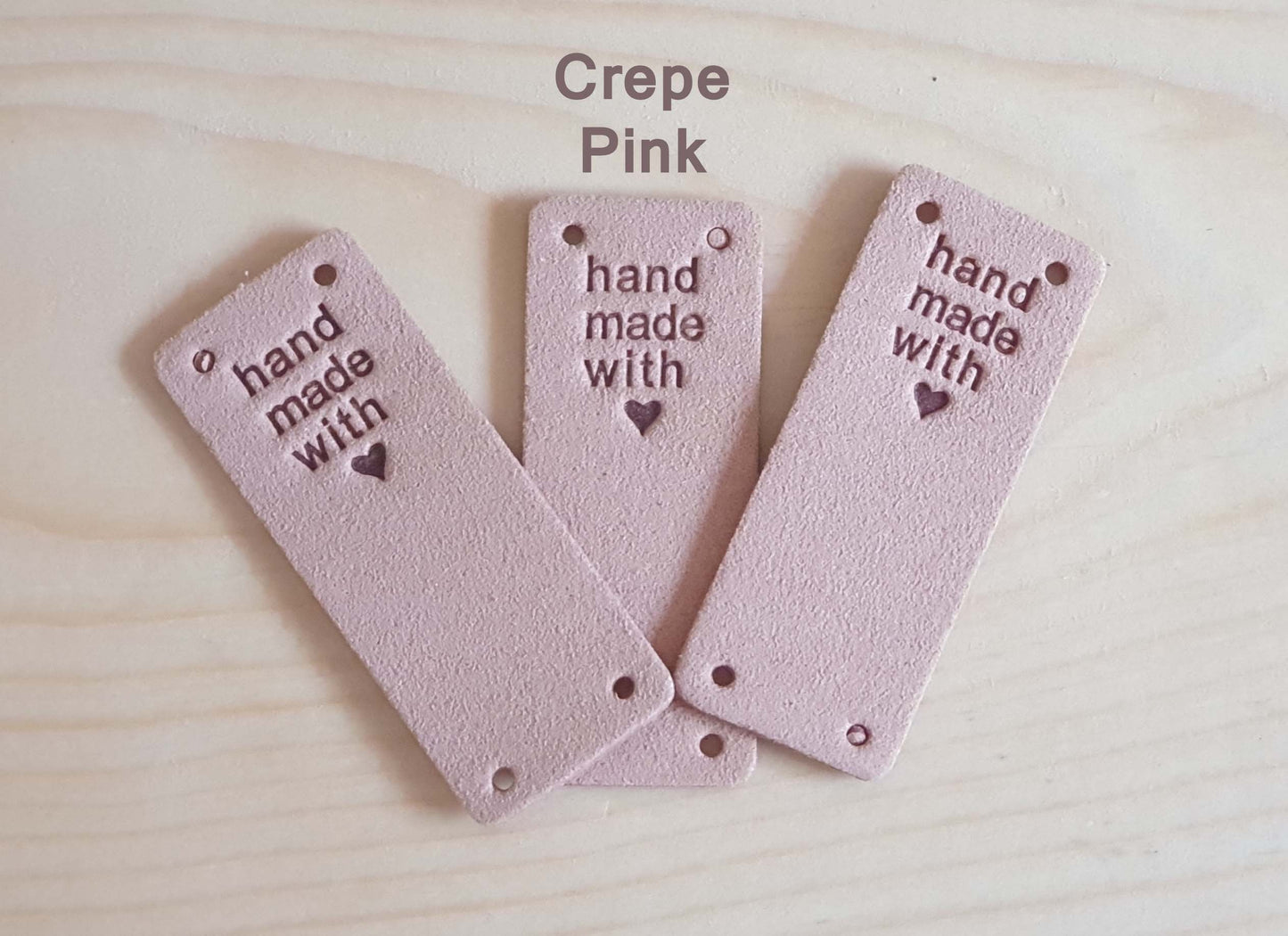 HANDMADE WITH LOVE LABELS / Set of 5 / Round Faux Suede Labels / Handmade Tags / Garment Labels