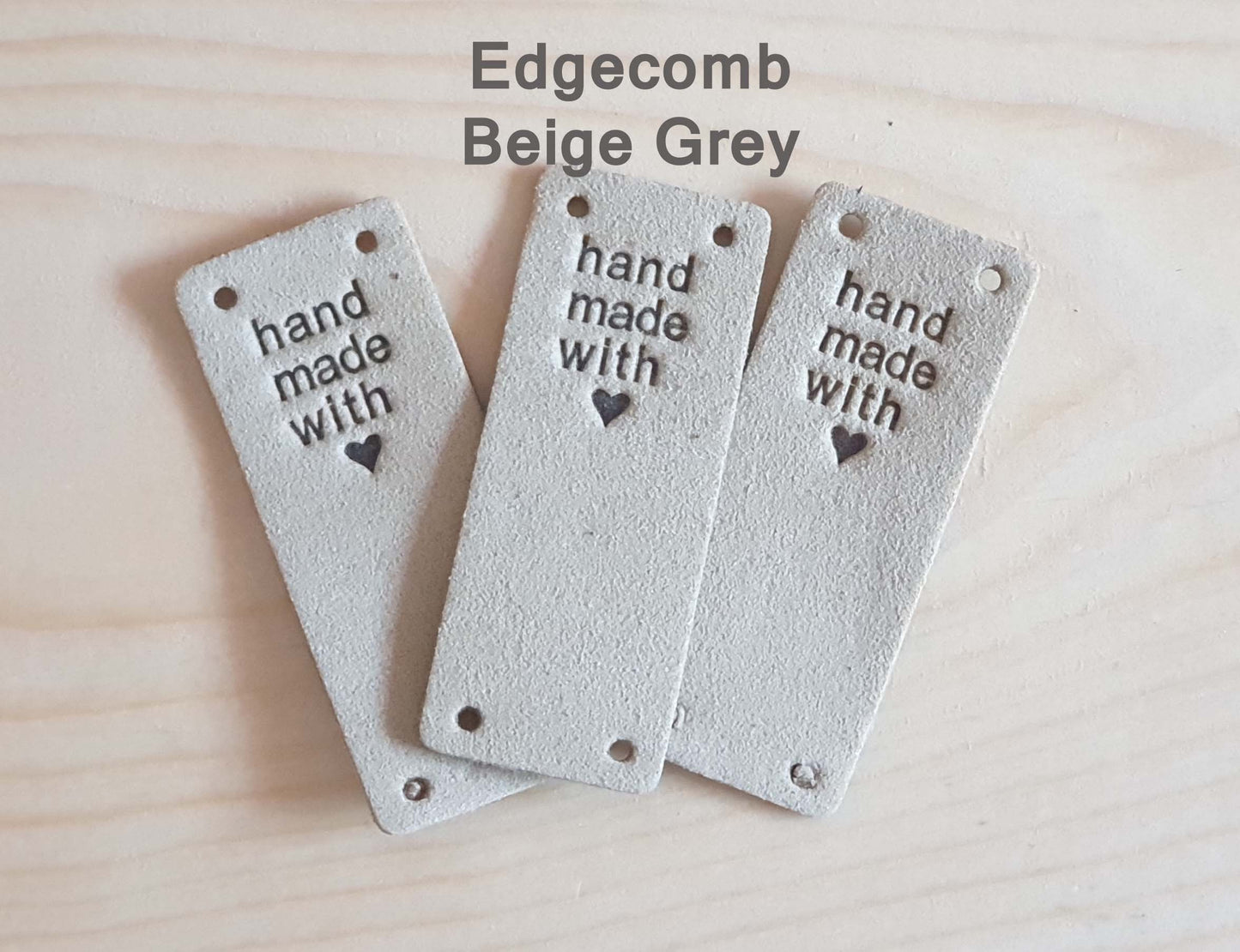 HANDMADE WITH LOVE LABELS / Set of 5 / Round Faux Suede Labels / Handmade Tags / Garment Labels