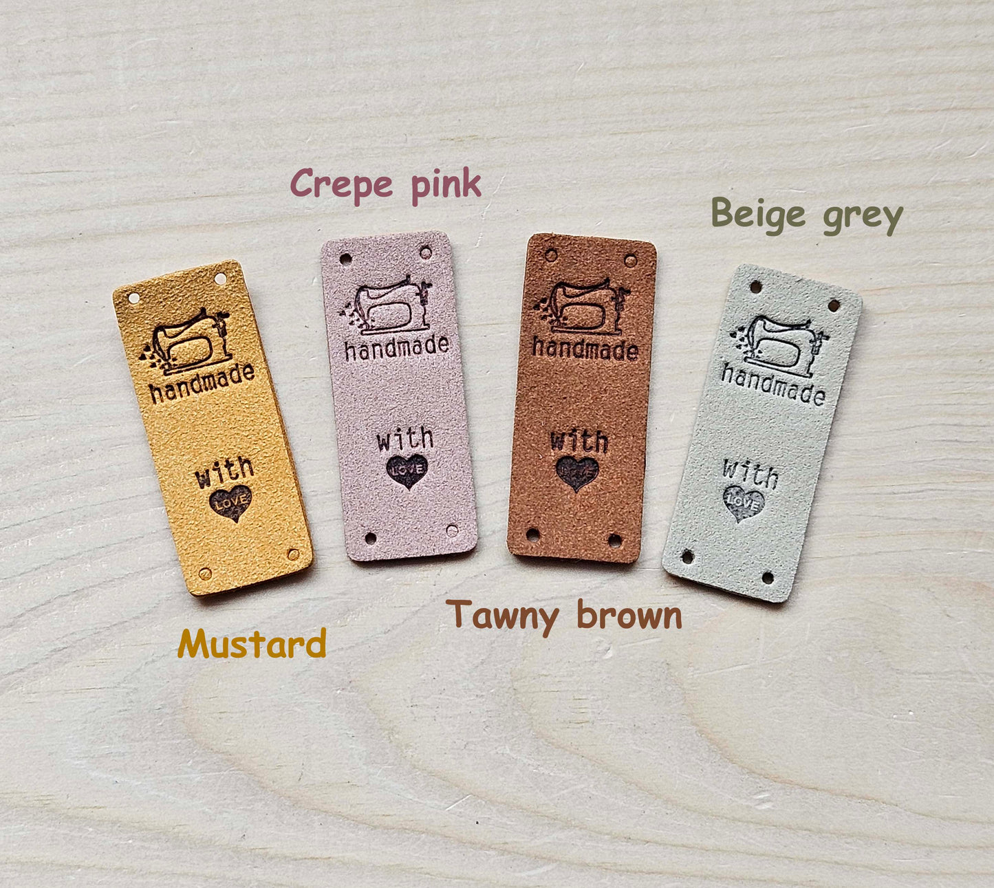SEWING HANDMADE TAGS / Set of 5 / Handmade Labels / Faux Suede Labels / Faux Leather Labels / Garment Tags