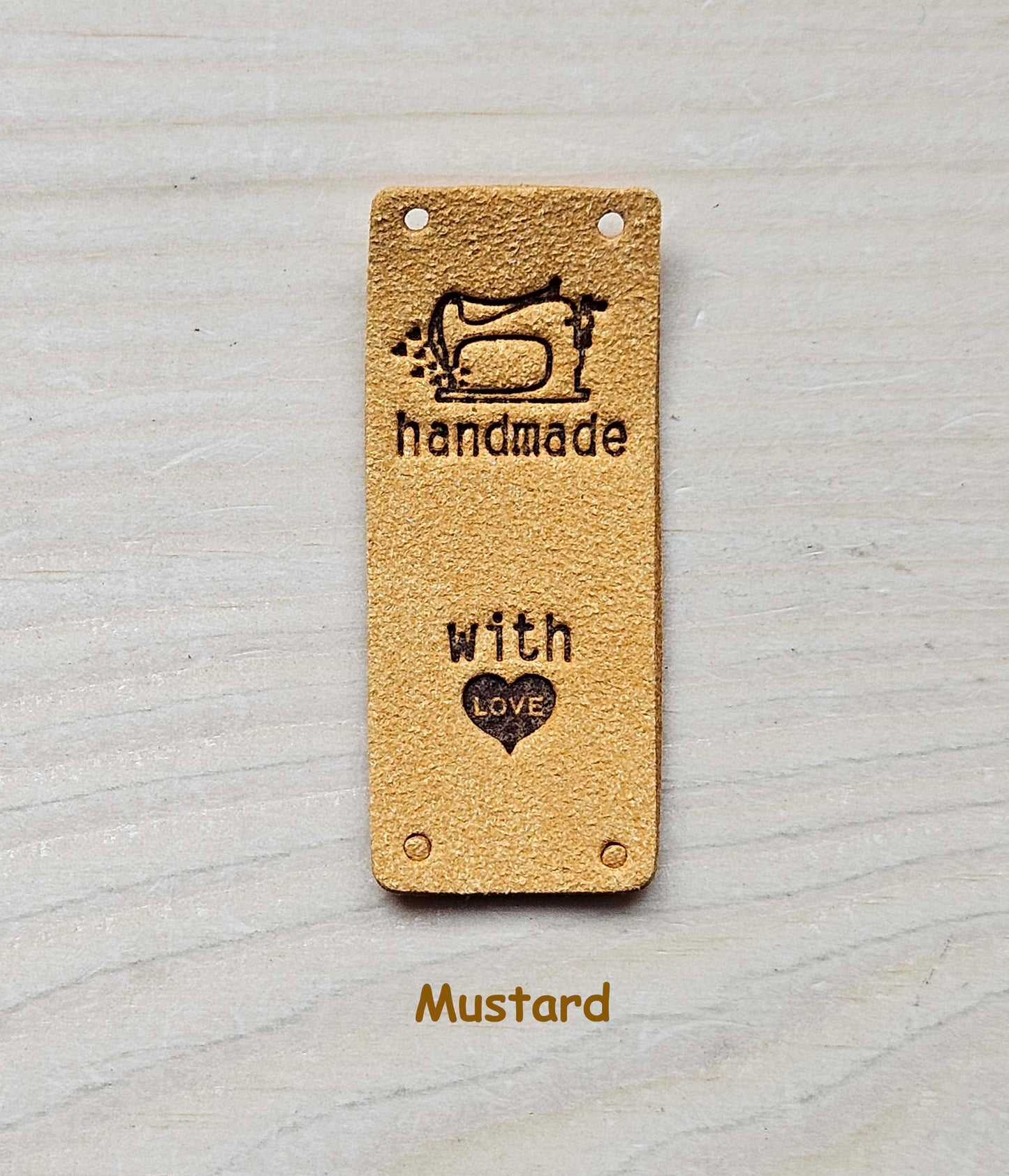 SEWING HANDMADE TAGS / Set of 5 / Handmade Labels / Faux Suede Labels / Faux Leather Labels / Garment Tags