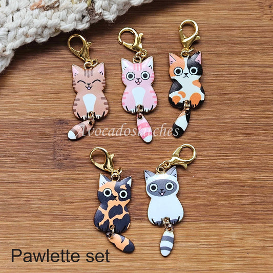 TAIL WHISKERS (Pawlette Set) - 5 pieces / Knitting Crochet Stitch Markers / Notions