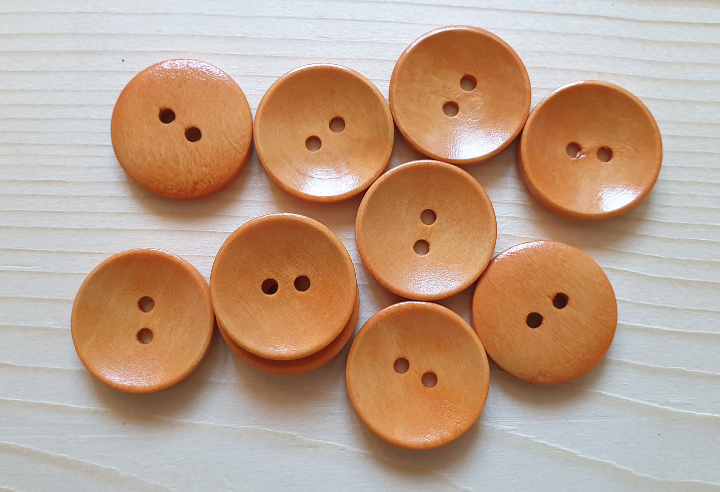 2-HOLE LIGHT ORANGE BROWN PEACH / 10-25mm / Set of 10 buttons / Wooden Buttons / Sewing Buttons