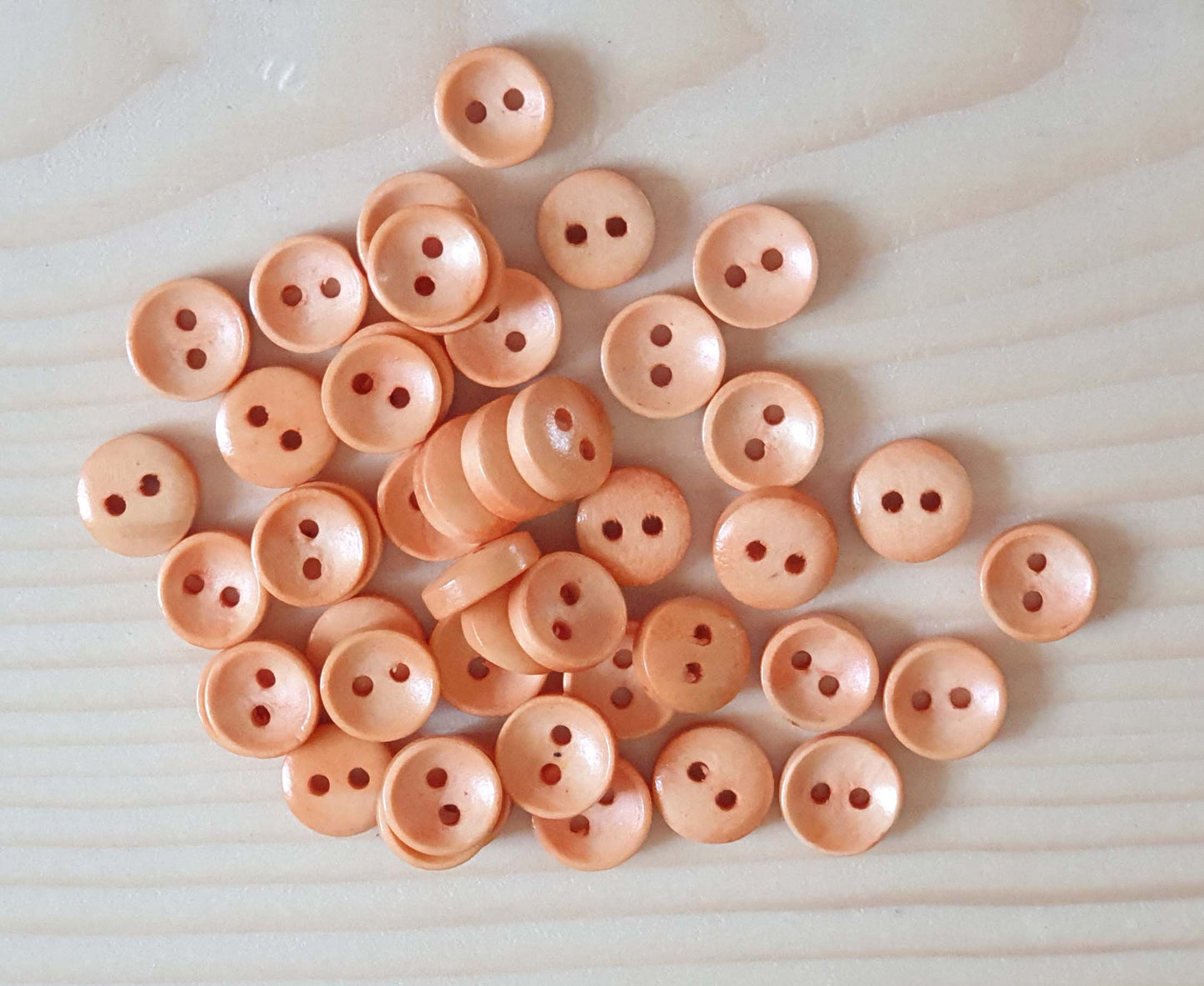 2-HOLE LIGHT ORANGE BROWN PEACH / 10-25mm / Set of 10 buttons / Wooden Buttons / Sewing Buttons