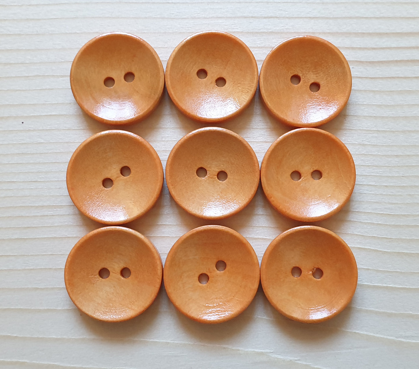 2-HOLE LIGHT ORANGE BROWN PEACH / 10-25mm / Set of 10 buttons / Wooden Buttons / Sewing Buttons