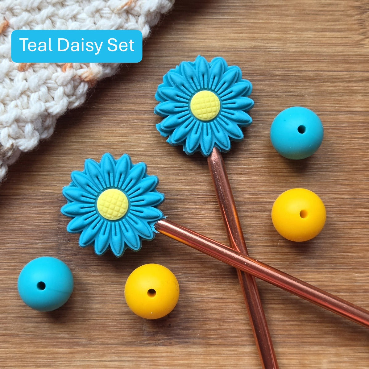 DAISY STITCH STOPPERS / Knitting Needle Toppers / Notions