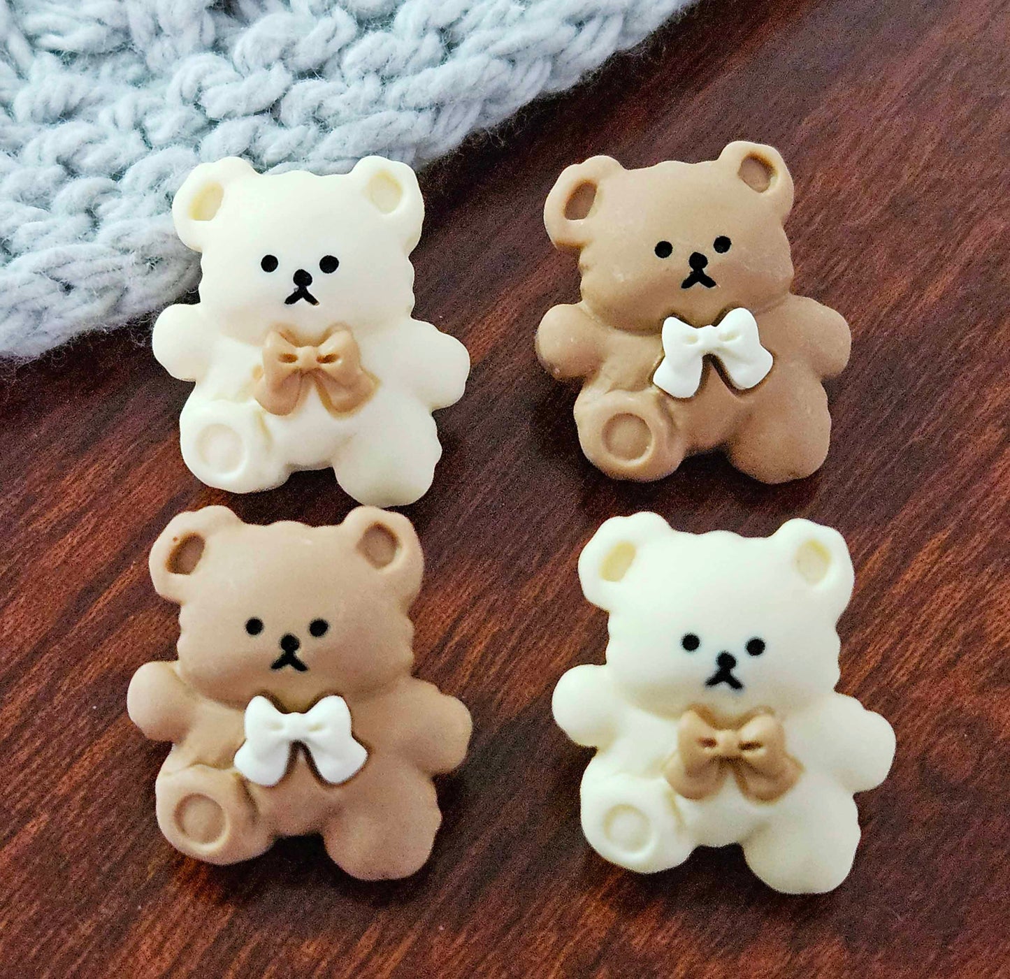 Clearance // TEDDY BEAR / Resin Shank Buttons / 17×19mm (Set of 4)