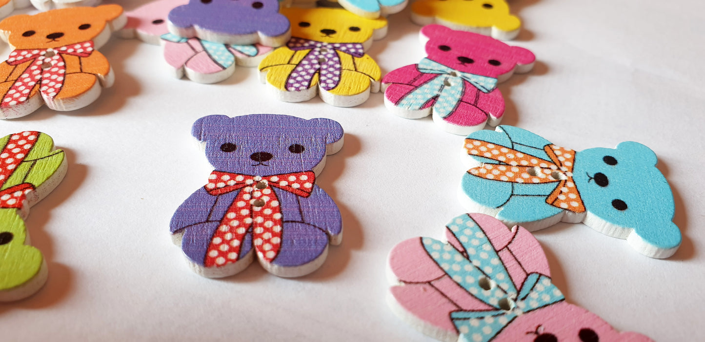 CARTOON TEDDY BEAR / 32*22mm / Wooden Buttons / Sewing Buttons