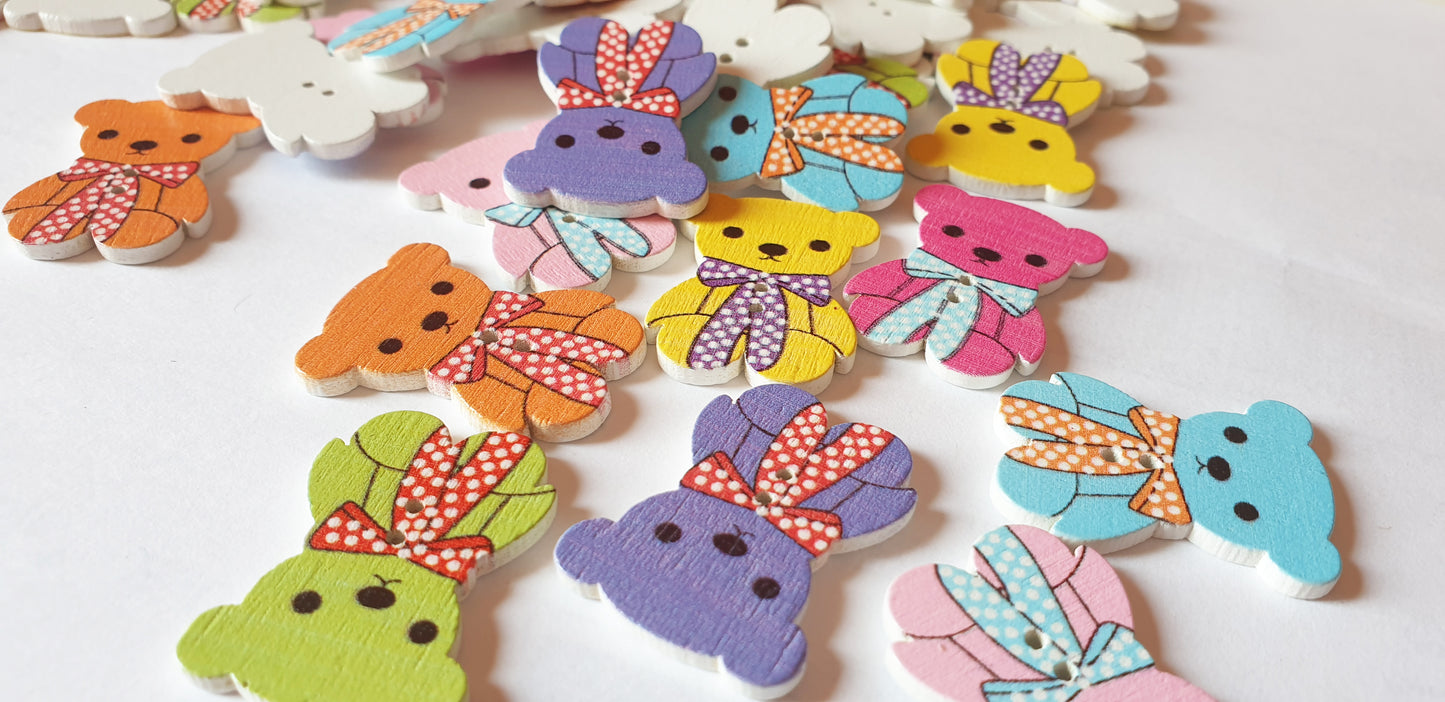 CARTOON TEDDY BEAR / 32*22mm / Wooden Buttons / Sewing Buttons