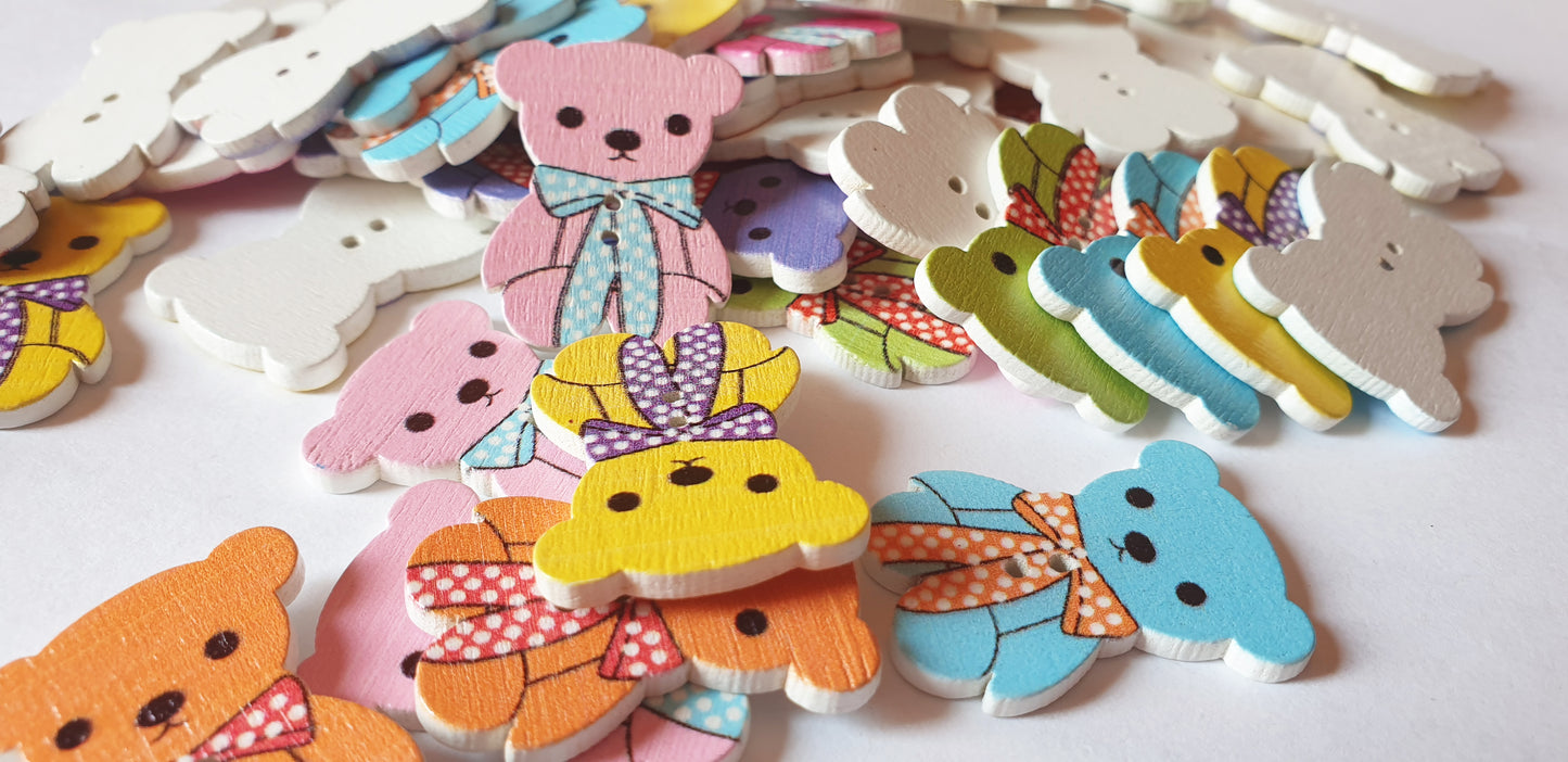 CARTOON TEDDY BEAR / 32*22mm / Wooden Buttons / Sewing Buttons