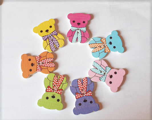 Teddy Bear / Wooden Buttons (Set of 10)